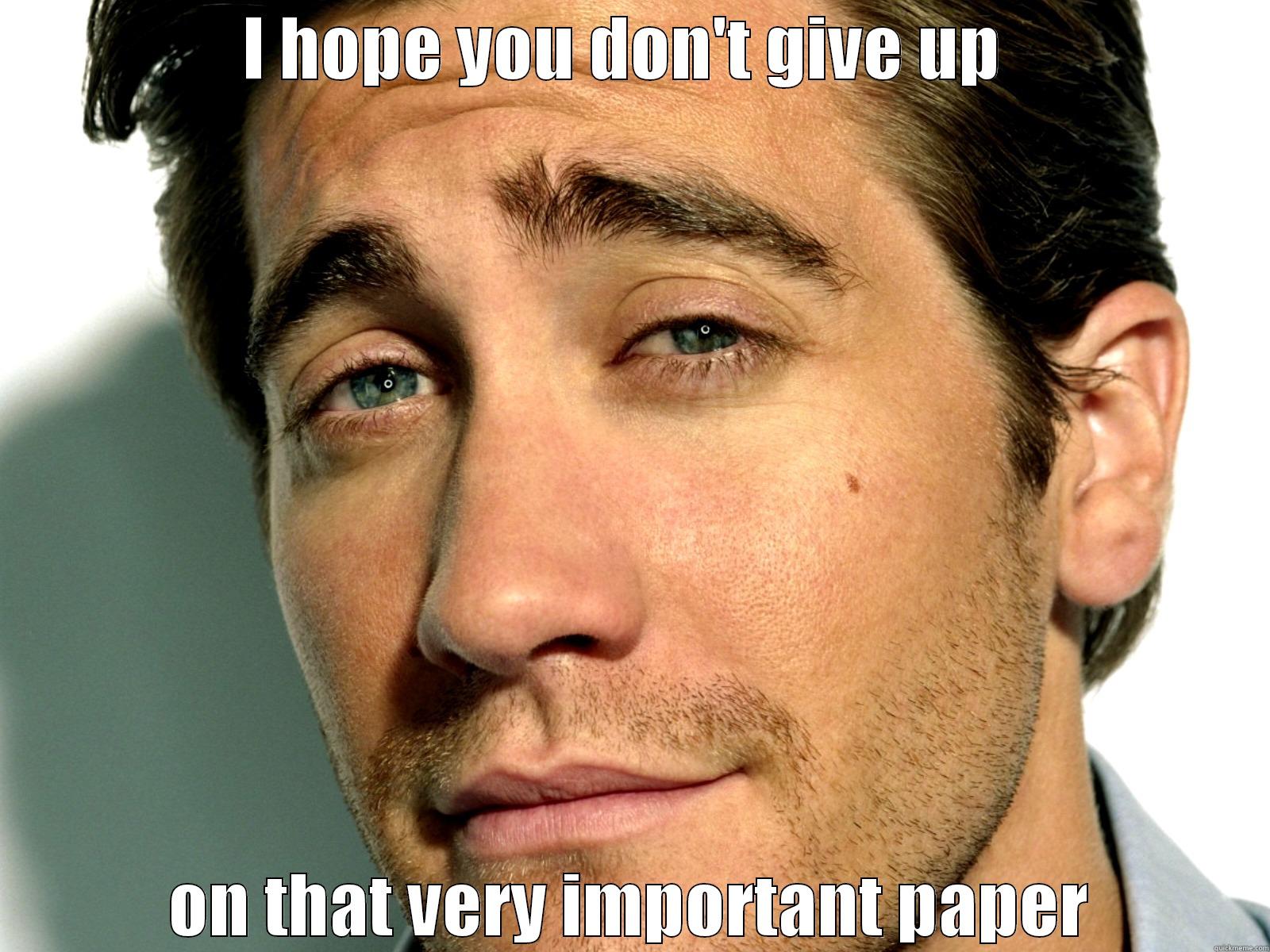 I HOPE YOU DON'T GIVE UP  ON THAT VERY IMPORTANT PAPER Misc
