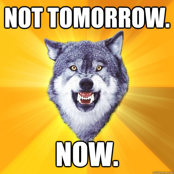Not Tomorrow. Now.  Courage Wolf