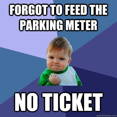 Forgot to feed the parking meter No ticket  Success Kid