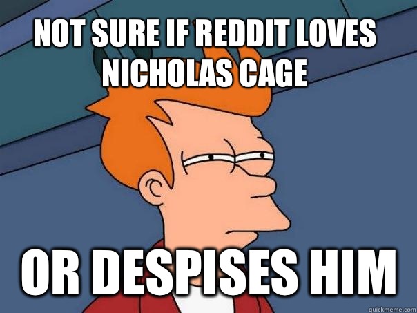 Not sure if reddit loves Nicholas Cage or despises him  Futurama Fry