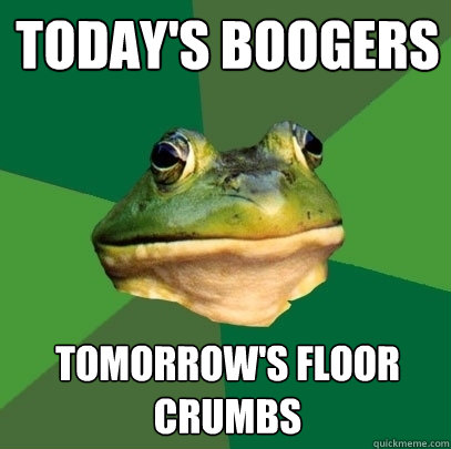 Today's Boogers Tomorrow's floor crumbs  Foul Bachelor Frog