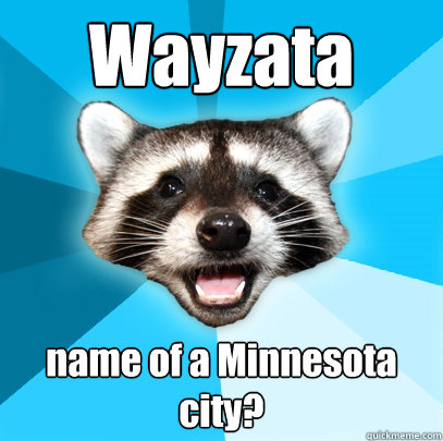 Wayzata name of a Minnesota city?   Lame Pun Coon