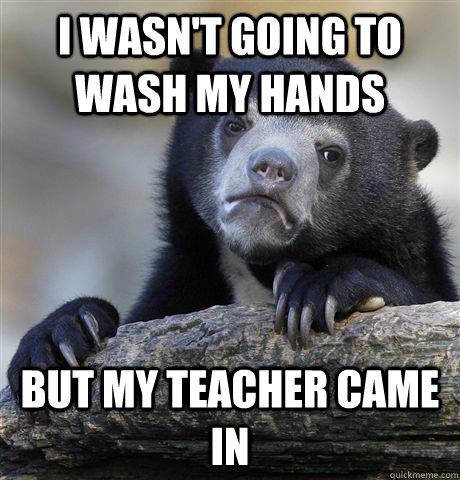 I Wasn't Going to wash my hands But my teacher came in   Confession Bear
