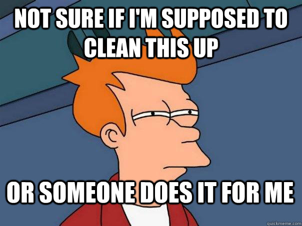 Not sure if i'm supposed to clean this up or someone does it for me  Futurama Fry