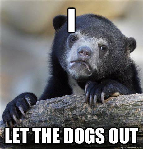 I let the dogs out  Confession Bear