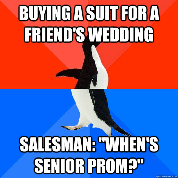 Buying a suit for a friend's wedding Salesman: 