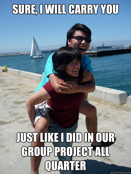 Sure, I will Carry You Just like i did in our group project all quarter  Bernice Meme