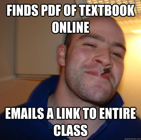 Finds pdf of textbook online emails a link to entire class - Finds pdf of textbook online emails a link to entire class  Misc