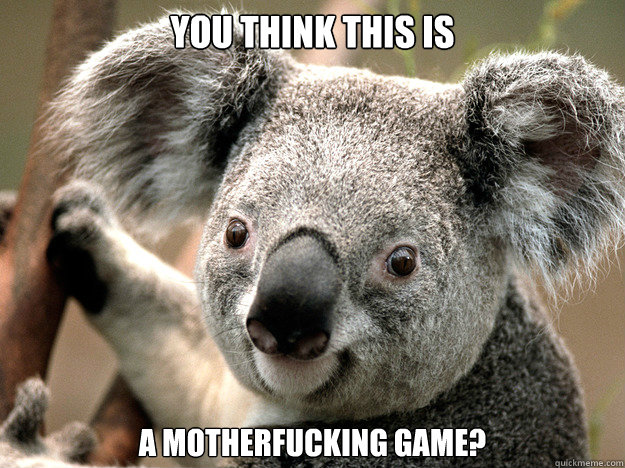 You think this is a motherfucking game?  Evil Koala Bear