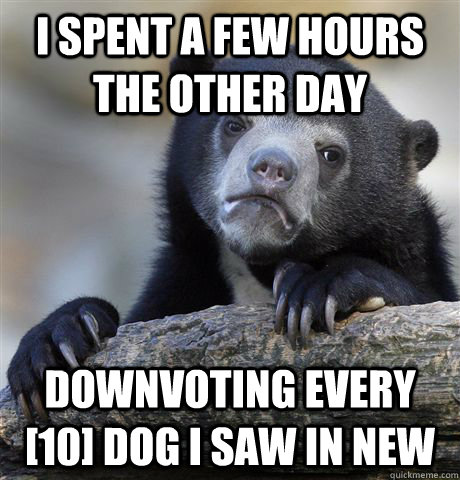 I spent a few hours the other day downvoting every [10] dog i saw in new - I spent a few hours the other day downvoting every [10] dog i saw in new  Confession Bear
