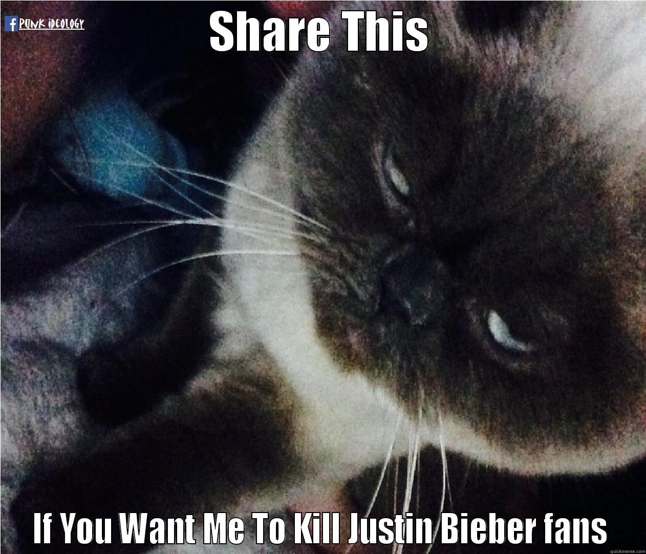 SHARE THIS IF YOU WANT ME TO KILL JUSTIN BIEBER FANS Misc