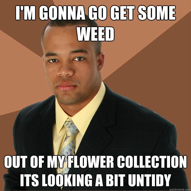 i'm gonna go get some weed  out of my flower collection its looking a bit untidy  Successful Black Man