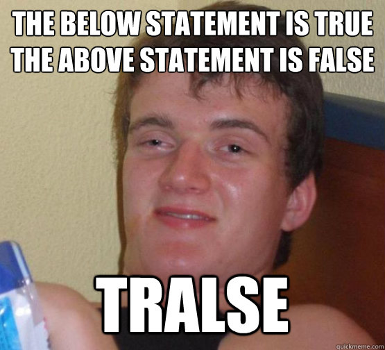 the below statement is true
the above statement is false tralse  tralse