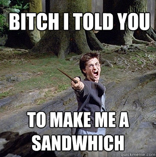 bitch i told you to make me a sandwhich  Pissed off Harry