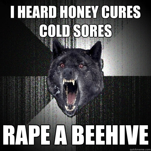 I heard honey cures cold sores rape a beehive  Insanity Wolf