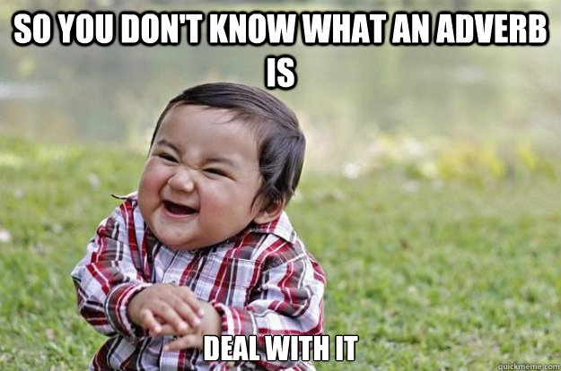 so you don't know what an adverb is deal with it  Evil Toddler