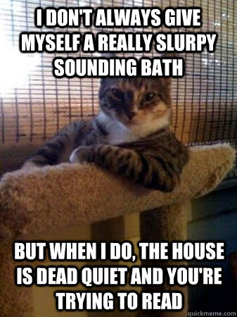 I don't always give myself a really slurpy sounding bath But when i do, the house is dead quiet and you're trying to read - I don't always give myself a really slurpy sounding bath But when i do, the house is dead quiet and you're trying to read  The Most Interesting Cat in the World