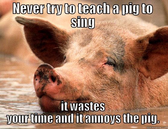 Life on the Internet - NEVER TRY TO TEACH A PIG TO SING IT WASTES YOUR TIME AND IT ANNOYS THE PIG. Stoner Pig