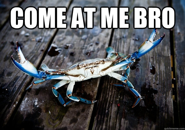 come at me bro - blue crab - quickmeme