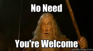 No Need You're Welcome  