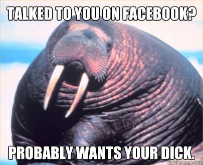 Talked to you on Facebook? Probably wants your dick.  
