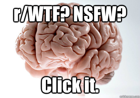 r/WTF? NSFW? Click it. - r/WTF? NSFW? Click it.  Scumbag Brain