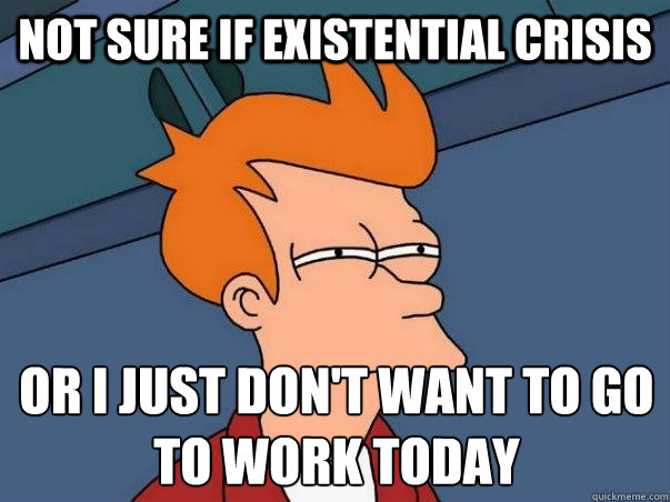 Not sure if existential crisis or I just don't want to go to work today  Not sure Fry