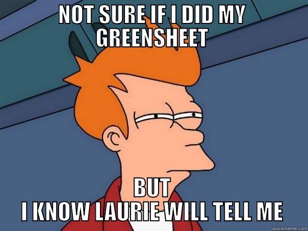 NOT SURE IF I DID MY GREENSHEET BUT I KNOW LAURIE WILL TELL ME Futurama Fry