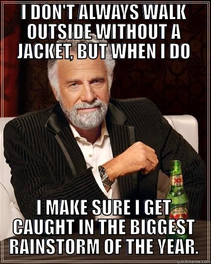 I DON'T ALWAYS WALK OUTSIDE WITHOUT A JACKET, BUT WHEN I DO I MAKE SURE I GET CAUGHT IN THE BIGGEST RAINSTORM OF THE YEAR. The Most Interesting Man In The World