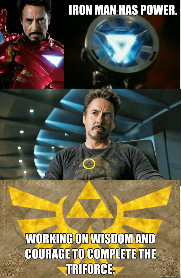 Iron Man has power. Working on Wisdom and courage to complete the triforce. - Iron Man has power. Working on Wisdom and courage to complete the triforce.  Iron Man Triforce