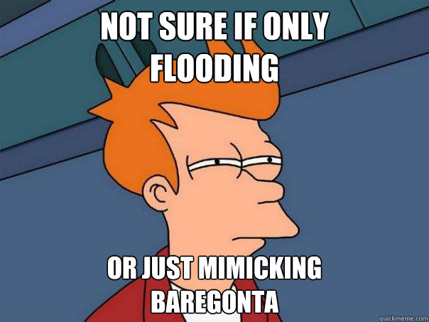 Not sure if only 
flooding Or just mimicking
baregonta - Not sure if only 
flooding Or just mimicking
baregonta  Futurama Fry