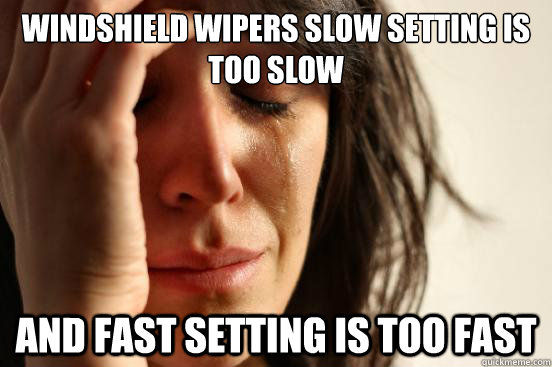 windshield wipers slow setting is too slow  and fast setting is too fast  First World Problems