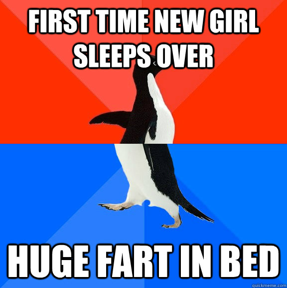First time new girl sleeps over huge fart in bed  Socially Awesome Awkward Penguin