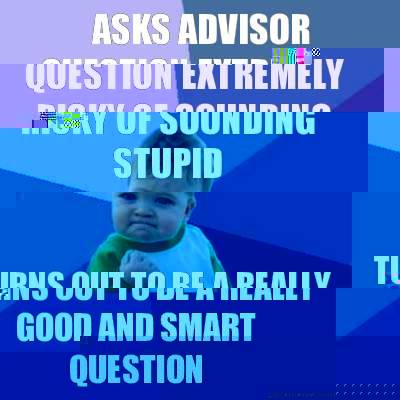 Asks advisor question extremely risky of sounding stupid Turns out to be a really good and smart question  Success Kid