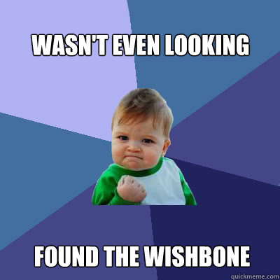 Wasn't even looking found the wishbone  Success Baby