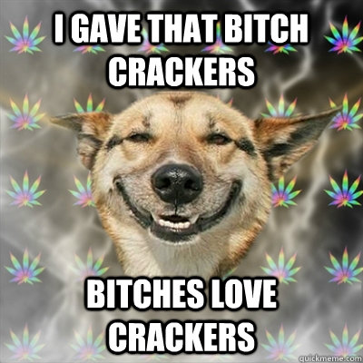 I gave that bitch crackers Bitches love crackers  Stoner Dog