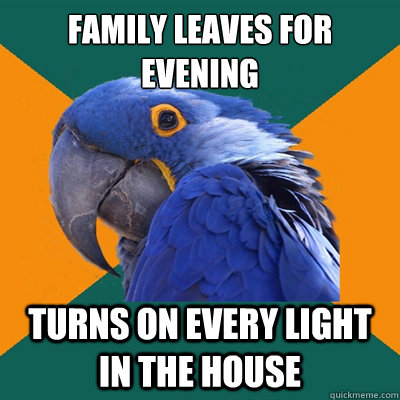 Family leaves for evening turns on every light in the house   Paranoid Parrot