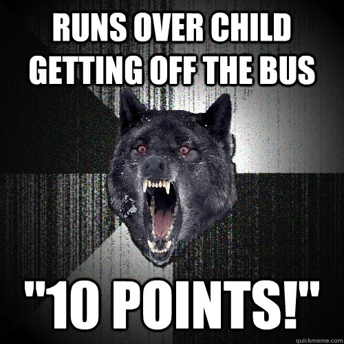Runs over child getting off the bus 