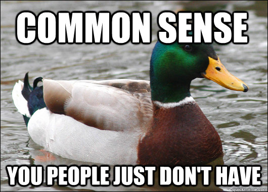 common sense you people just don't have  Actual Advice Mallard