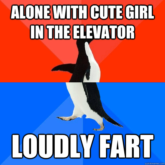 Alone with cute girl in the elevator Loudly fart - Alone with cute girl in the elevator Loudly fart  Socially Awesome Awkward Penguin