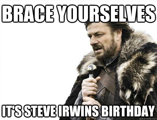 Brace yourselves it's steve irwins birthday   BRACEYOSELVES