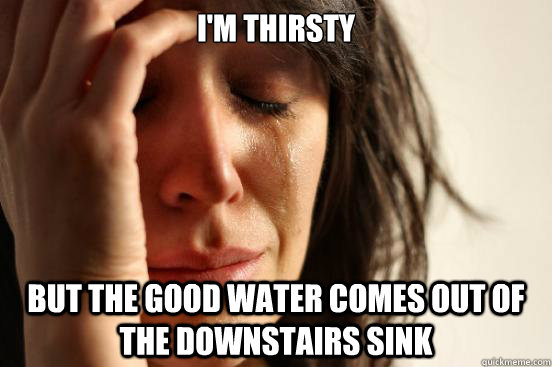 I'm thirsty but the good water comes out of the downstairs sink  First World Problems