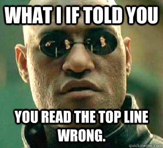 what i if told you you read the top line wrong.  Matrix Morpheus
