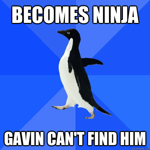 Becomes Ninja Gavin can't find him  Socially Awkward Penguin