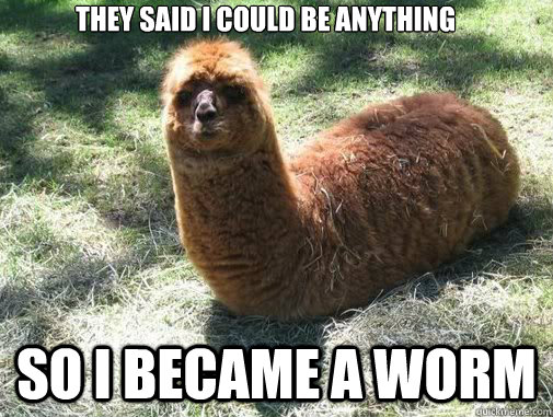 They said I could be anything So I became a worm  Alpacapillar