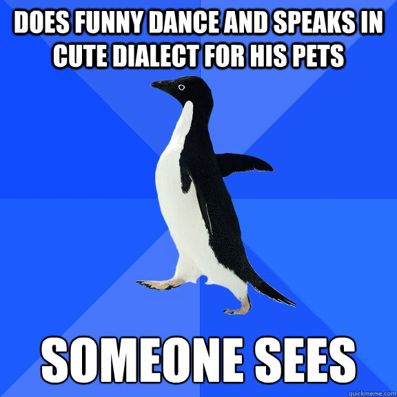 Does funny dance and speaks in cute dialect for his pets someone sees  Socially Awkward Penguin