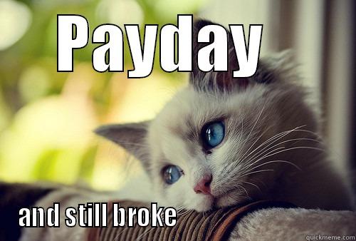 PAYDAY   AND STILL BROKE                                   First World Problems Cat