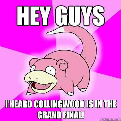 Hey guys I heard collingwood is in the grand final!  Slowpoke