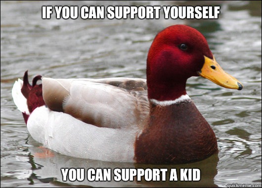 If you can support yourself You can support a kid  Malicious Advice Mallard