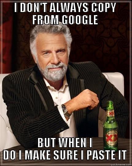 I DON'T ALWAYS COPY FROM GOOGLE BUT WHEN I DO I MAKE SURE I PASTE IT The Most Interesting Man In The World